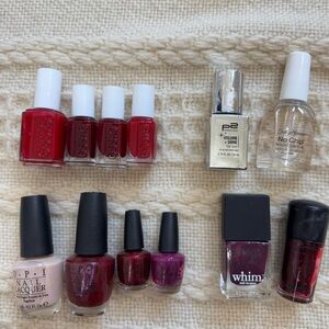 Nail Polish Bundle 12 Pc Essie OPI Whim MAC Sally Hansen Reds Neutrals